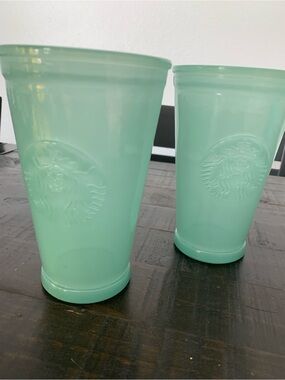 Starbucks Mint Green Translucent Glass Cups - Set of 2